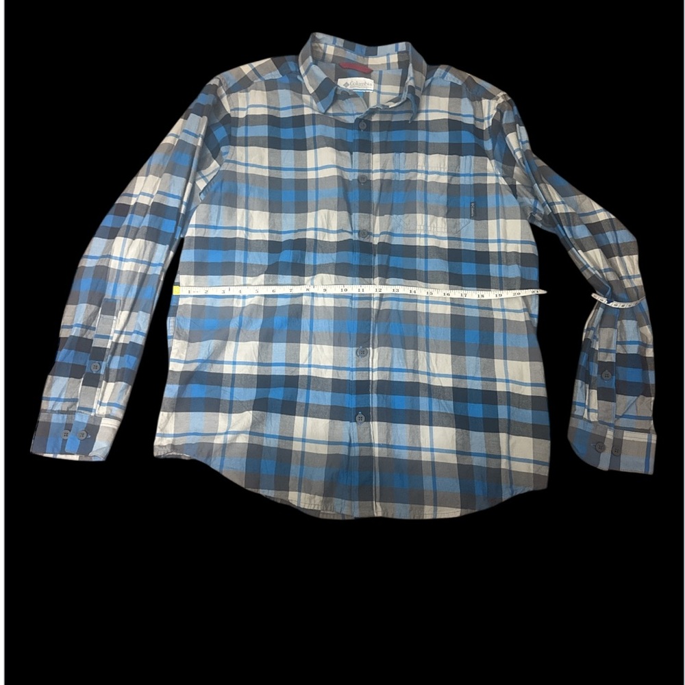 Columbia Blue and White Casual Button Down Shirt